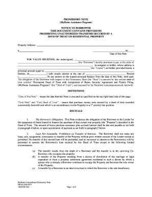 MyHome Assistance Program Promissory Note