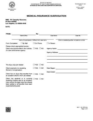 Nevada Medical/Insurance Subrogation Form