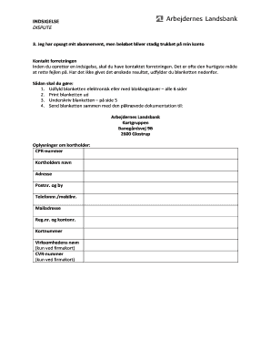 Dispute Form for Subscription Cancellation