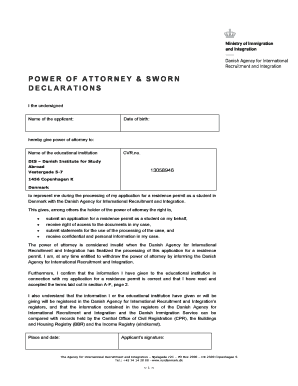 Power of Attorney for Student Residence Permit Application
