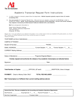 Academic Transcript Request Form