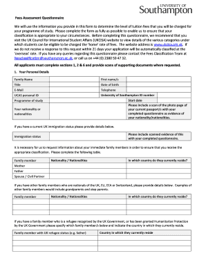 UK Student Fees Assessment Questionnaire