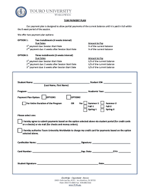 TUW Payment Plan Agreement
