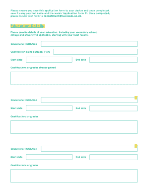 Application Form B for Employment