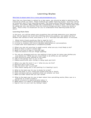 Learning Styles Quiz