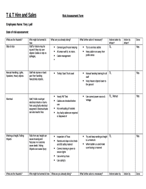 T & T Hire and Sales Risk Assessment Form
