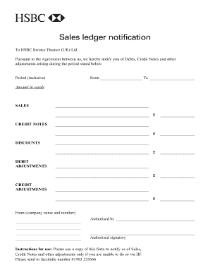 Sales Ledger Notification Form