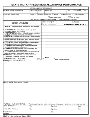 State Military Reserve Performance Evaluation