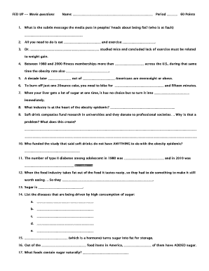 Fed Up Movie Questions Worksheet