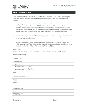UNSW Creative Practice Lab Permission Form