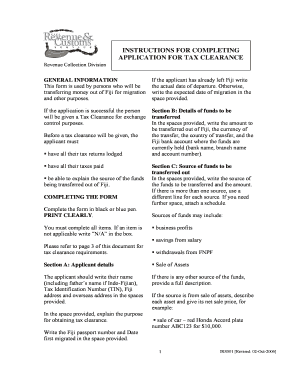 Fiji Tax Clearance Application