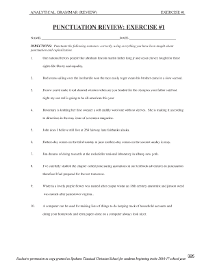 Punctuation Review Exercise