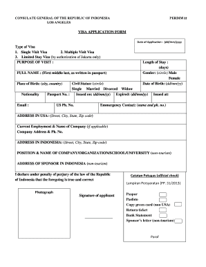 Indonesia Visa Application Form