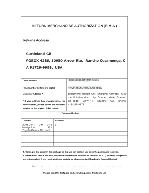 Return Merchandise Authorization