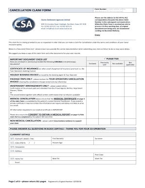 Cancellation Claim Form