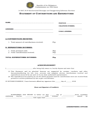Philippines Election Contribution and Expenditure Statement