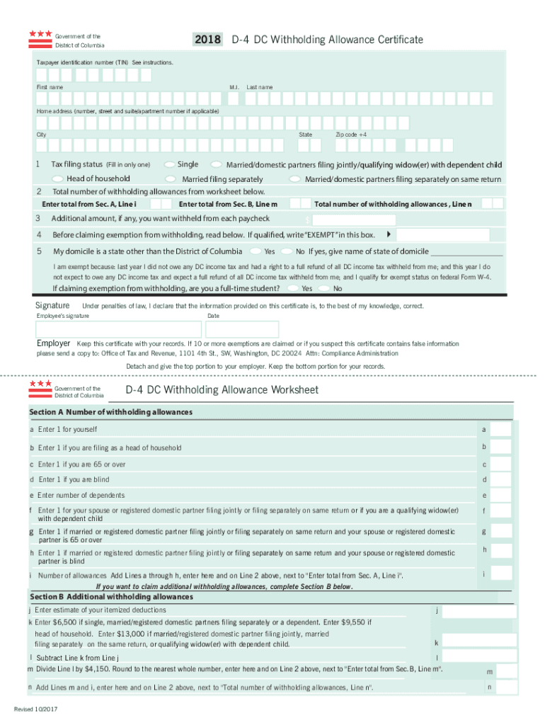 2018 2024 Form DC D 4 Fill Online Printable Fillable Blank PdfFiller