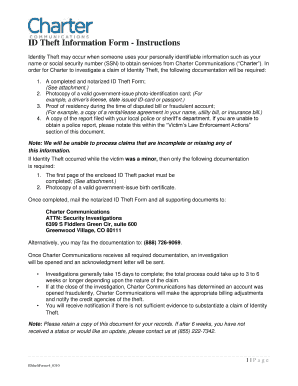 Charter Communications ID Theft Form