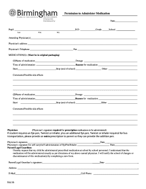 Permission to Administer Medication