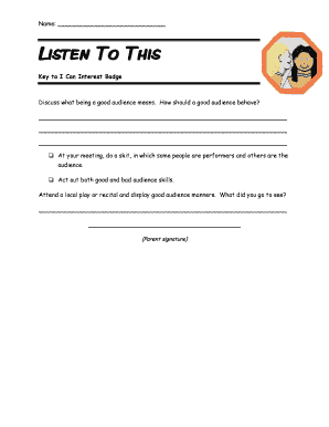 Girl Scouts Interest Badge Activity Sheet