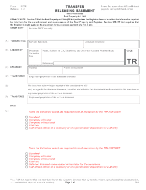 New South Wales Easement Release Form