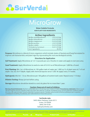 MicroGrow Soil Treatment Application Form