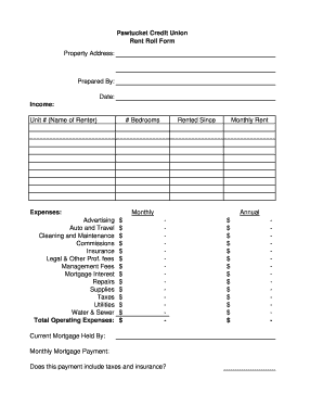 Pawtucket Credit Union Rent Roll Form