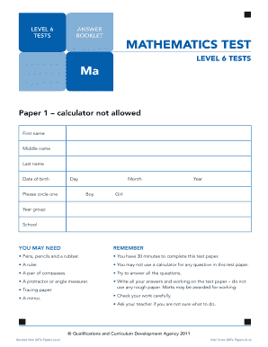 Level 6 Mathematics Test Booklet