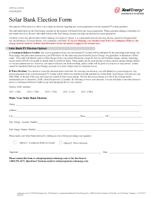 Colorado Solar Bank Election Form