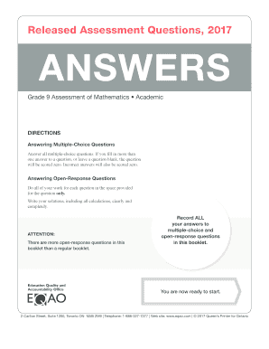 Grade 9 Mathematics Assessment