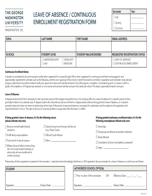 Leave of Absence / Continuous Enrollment Registration Form
