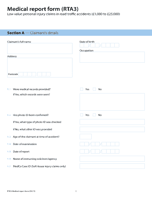 RTA3 Medical Report Form
