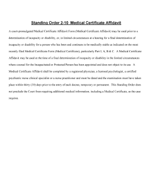 Medical Certificate Affidavit