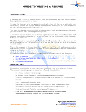 Resume Template for Internship Applications