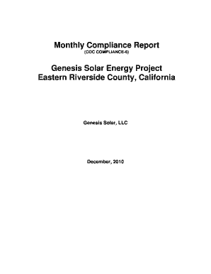 Monthly Compliance Report Genesis Solar Energy Project Eastern