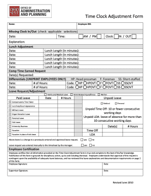 Time Clock Adjustment Form