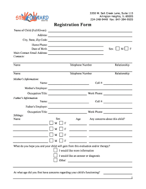 Child Evaluation and Therapy Registration Form
