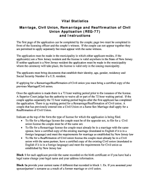 New Jersey Marriage and Civil Union Application