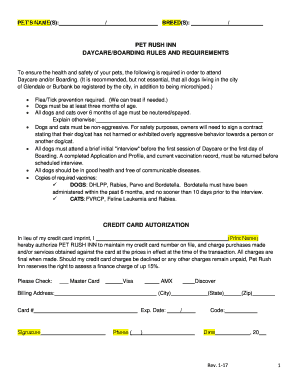 Pet Rush Inn Daycare and Boarding Application