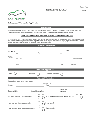 Independent Contractor Application