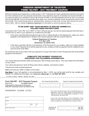 Virginia Form 760-PMT 2017 Payment Coupon