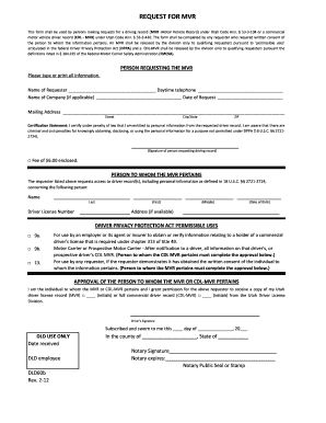 Utah MVR Request Form