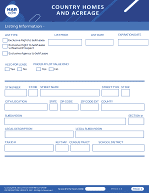 Country Homes and Acreage Listing Form