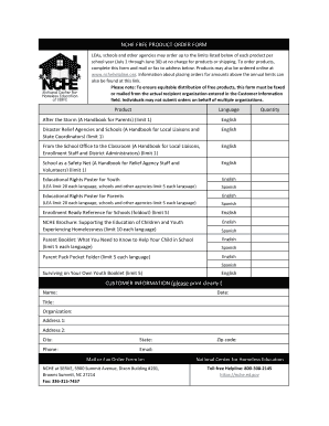 NCHE Free Product Order Form