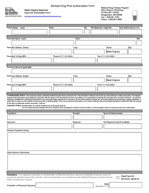 West Virginia Medicaid Drug Prior Authorization Form