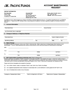 Pacific Funds Account Maintenance Request