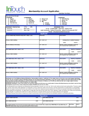 Membership Account Application Form