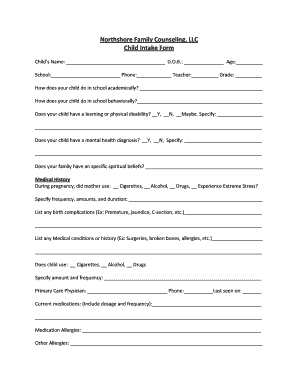 Child Intake Form