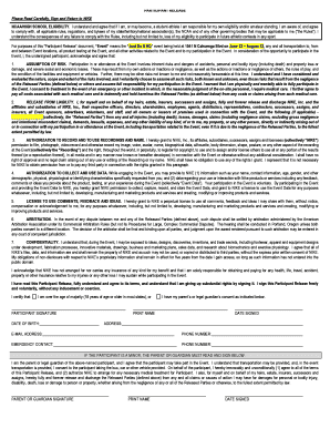 Nike Participant Release Form