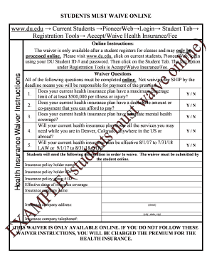 Student Health Insurance Waiver Form
